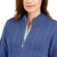 Karen Scott Suéter Feminino Petite Cable-Knit com Zíper Frontal Hthr Indigo Tamanho P