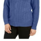 Karen Scott Suéter Feminino Petite Cable-Knit com Zíper Frontal Hthr Indigo Tamanho P