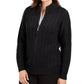 Karen Scott Suéter Feminino Petite Cable-Knit com Zíper Frontal Preto Tamanho Petite Pequeno