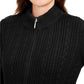 Karen Scott Suéter Feminino Petite Cable-Knit com Zíper Frontal Preto Tamanho Petite Pequeno