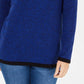 Karen Scott Suéter Feminino de Algodão com Acabamento Contrastado Azul Tamanho XS