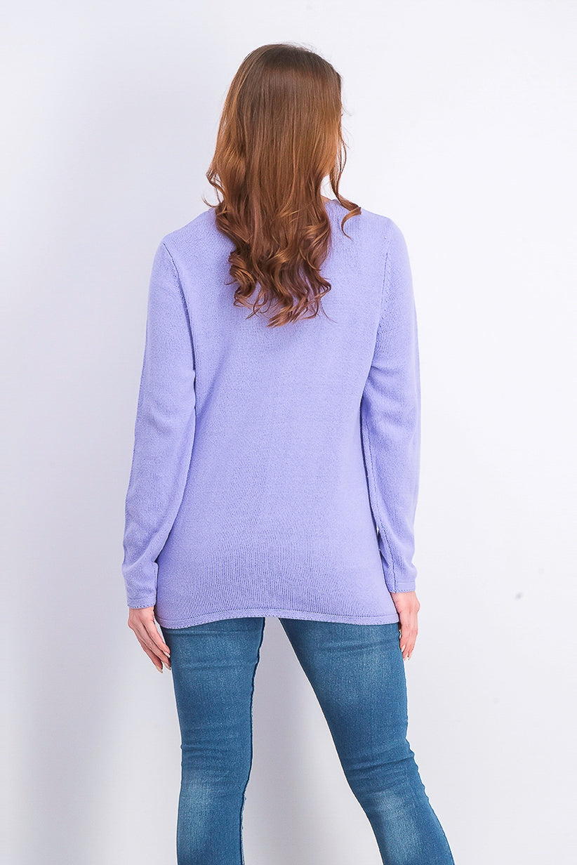 Karen Scott Suéter Feminino Patchwork com Ponto Azul Tamanho Grande