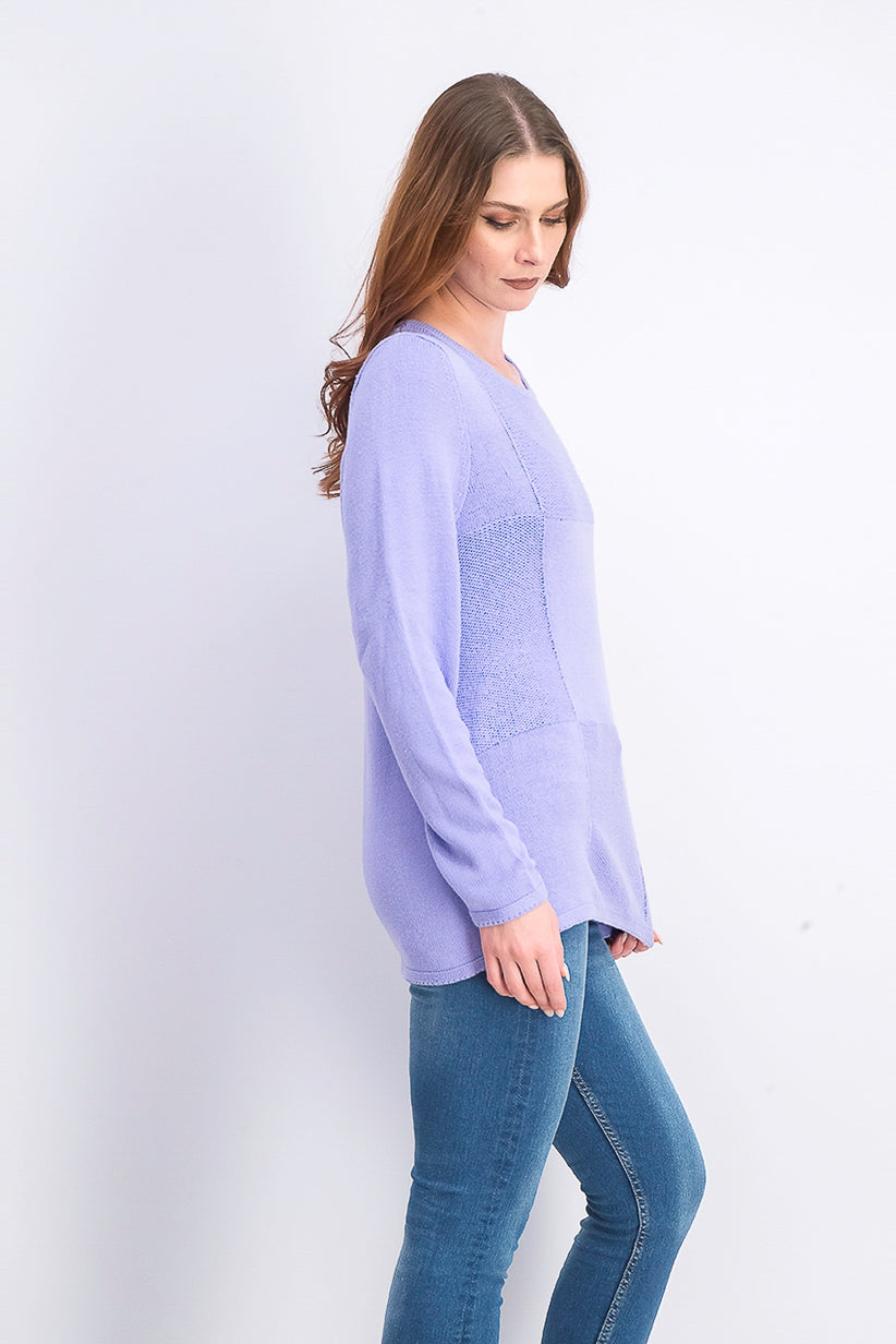 Karen Scott Suéter Feminino Patchwork com Ponto Azul Tamanho Grande