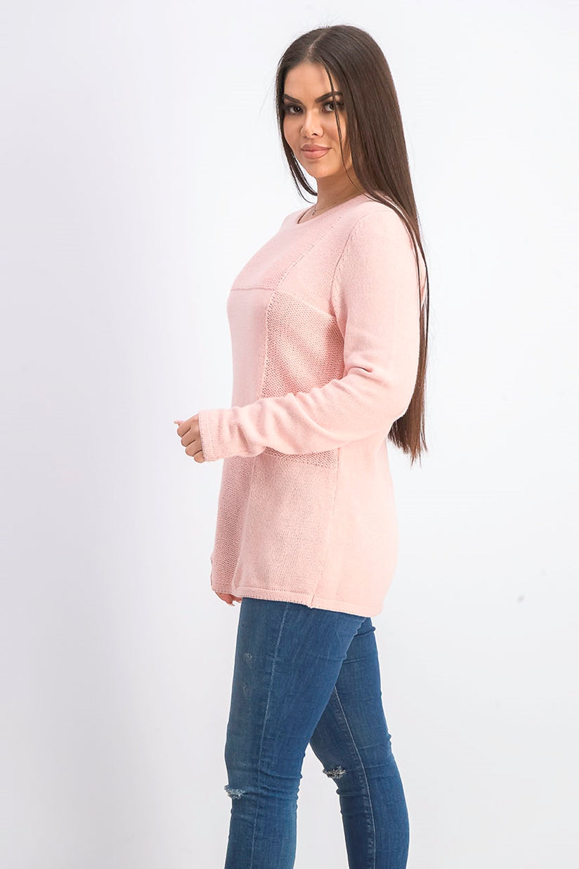 Karen Scott Suéter Feminino Patchwork com Ponto Rosa Tamanho Grande