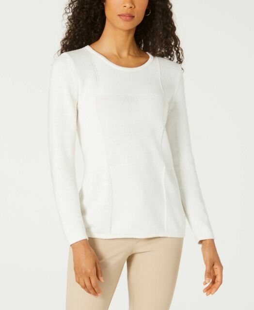 Karen Scott Suéter Feminino Patchwork com Ponto Branco Tamanho Grande