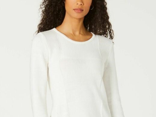 Karen Scott Suéter Feminino Patchwork com Ponto Branco Tamanho Grande