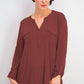 Blusa feminina estilo &amp; co com decote aberto e mangas bufantes Berry Jam tamanho extra pequeno