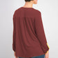 Blusa feminina estilo &amp; co com decote aberto e mangas bufantes Berry Jam tamanho extra pequeno