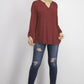 Blusa feminina estilo &amp; co com decote aberto e mangas bufantes Berry Jam tamanho extra pequeno