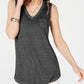 Blusa estilo burnout feminina com bolso no peito, preta, tamanho médio