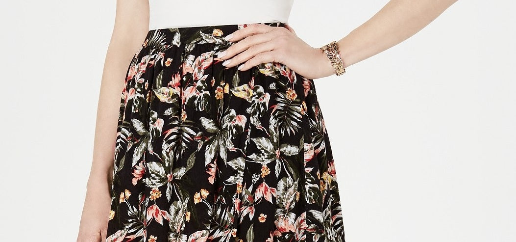 Saia feminina estampada alta e baixa estilo Trpic Wndr tamanho grande