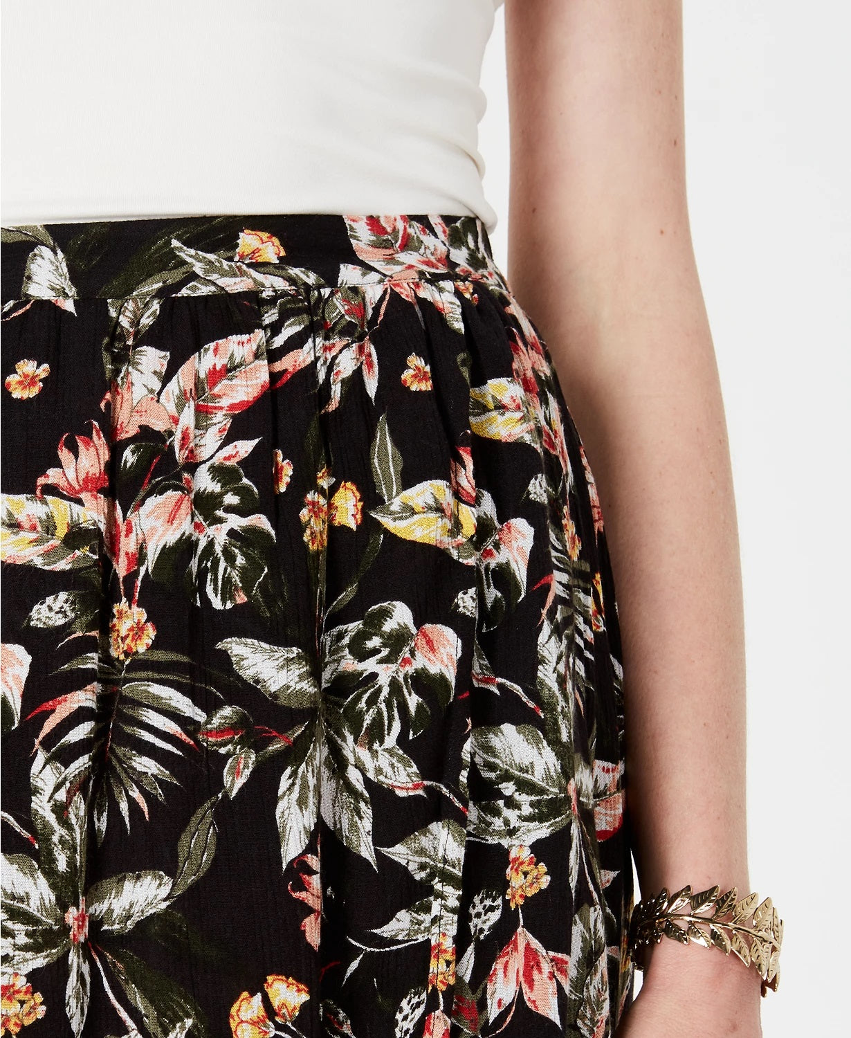 Saia feminina estampada alta e baixa, preta, tamanho médio, estilo &amp; co