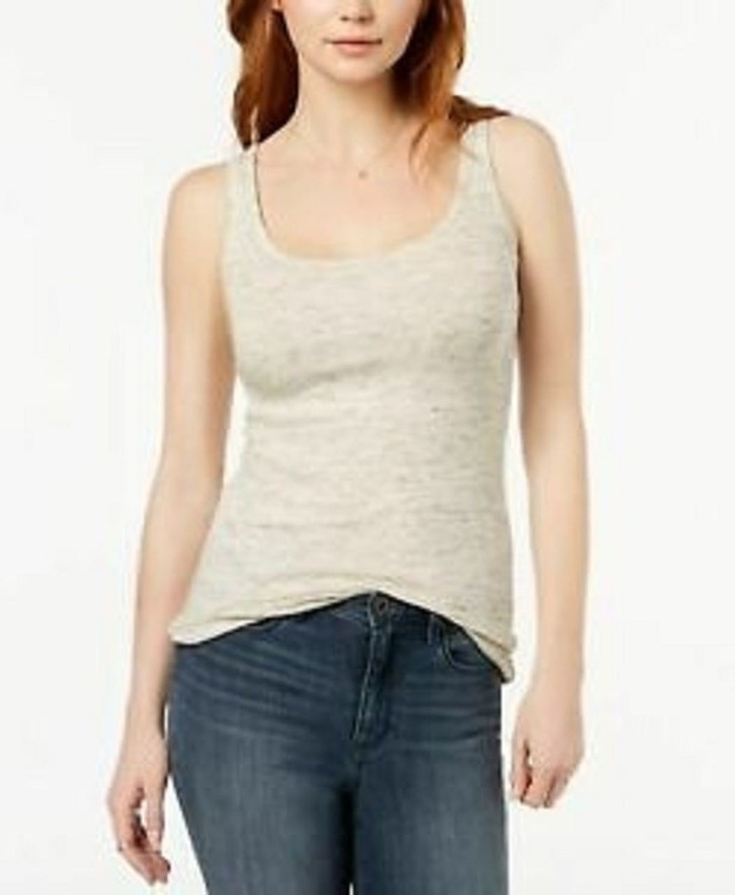 Blusa feminina com decote redondo Maison Jules, bege, cáqui, tamanho grande