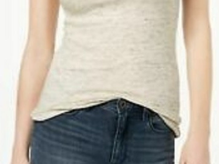 Blusa feminina com decote redondo Maison Jules, bege, cáqui, tamanho grande