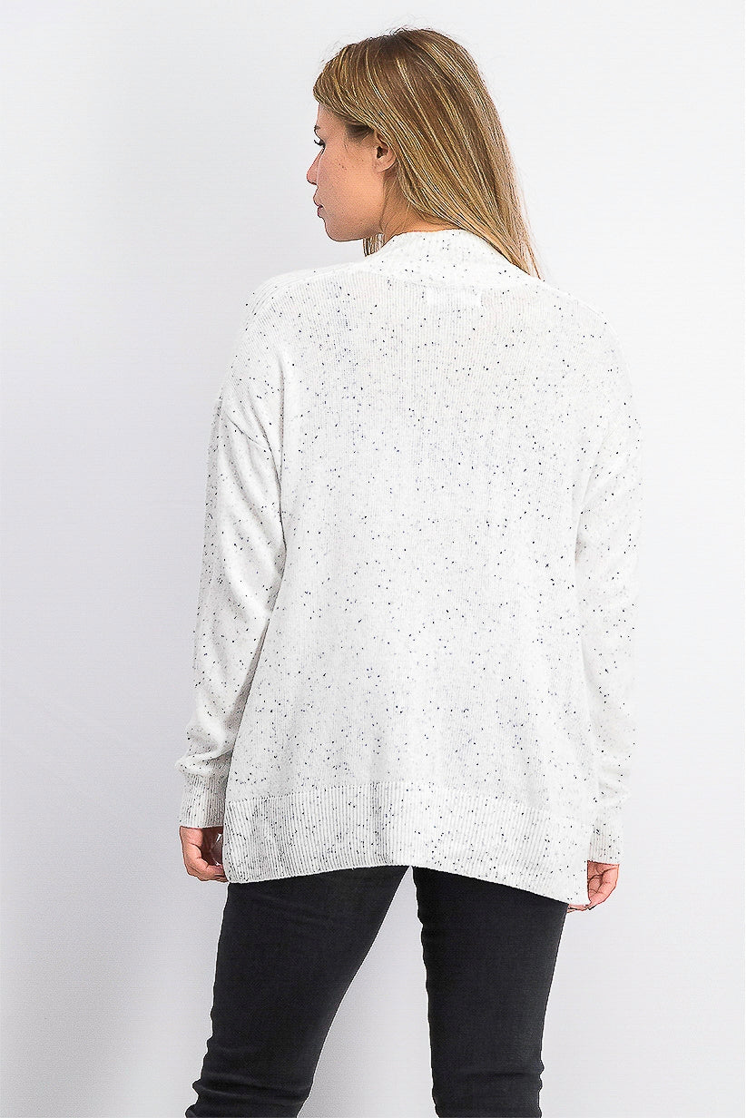 Karen Scott Suéter Feminino Gola Mock Shimmer Branco Tamanho Grande