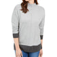 Karen Scott Suéter Feminino Erin Cotton Colorblocked Gola Moletom Cinza Tamanho P