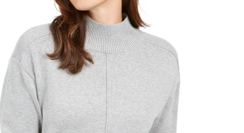 Karen Scott Suéter Feminino Erin Cotton Colorblocked Gola Moletom Cinza Tamanho P