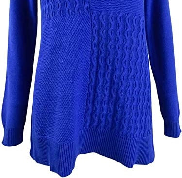 Suéter feminino Karen Scott de algodão com pontos mistos, azul, tamanho X-S