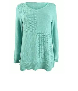 Suéter feminino Karen Scott de algodão com pontos mistos, azul, tamanho grande