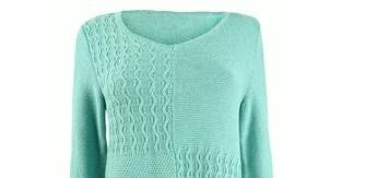 Suéter feminino Karen Scott de algodão com pontos mistos, azul, tamanho grande