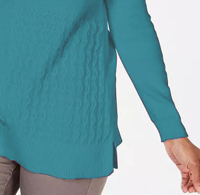 Suéter feminino Karen Scott de algodão com pontos mistos, azul, tamanho médio