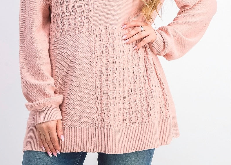 Karen Scott Suéter Feminino de Algodão com Ponto Misto Ks Rosa Chá Tamanho Extra Grande