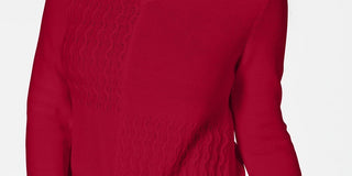 Karen Scott Suéter Feminino de Algodão com Ponto Misto Vermelho Brilhante Tamanho Grande