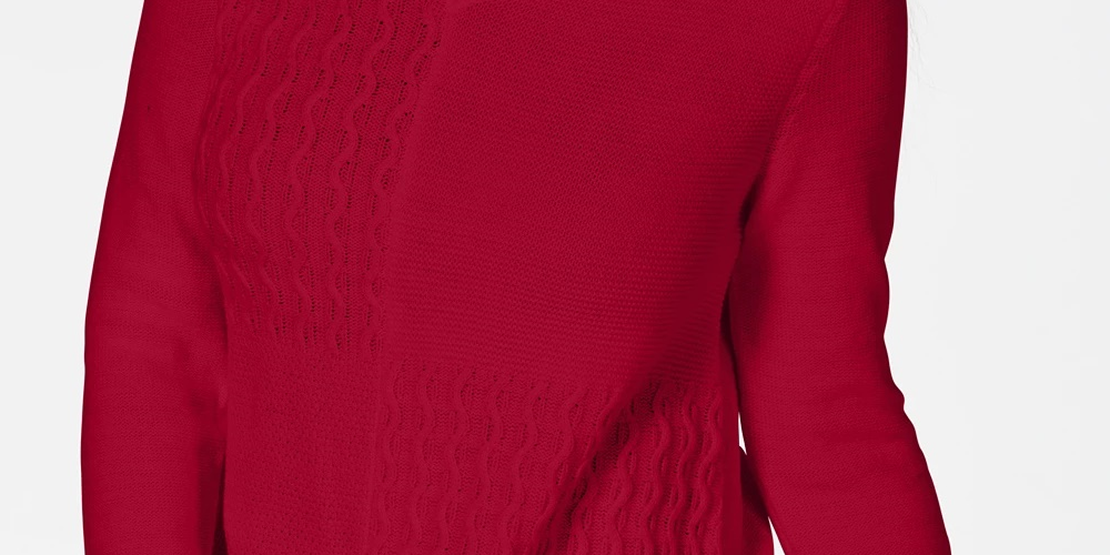 Karen Scott Suéter Feminino de Algodão com Ponto Misto Vermelho Brilhante Tamanho Grande