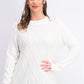 Karen Scott Suéter Feminino de Tricô com Contas Branco Tamanho Médio