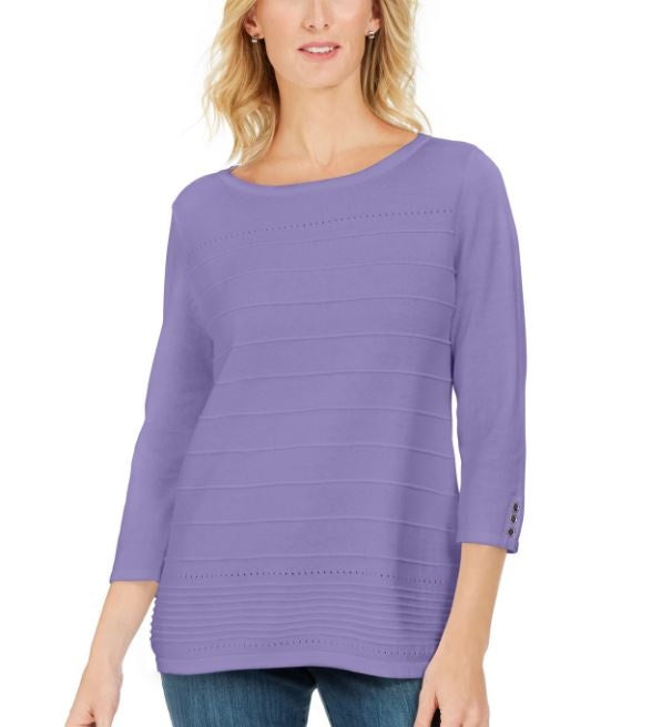 Karen Scott Suéter Feminino Manga 3/4 Canelado Roxo Tamanho Grande