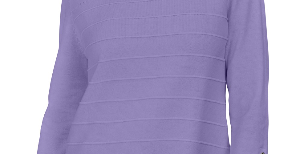 Karen Scott Suéter Feminino Canelado Manga 3/4 Roxo Tamanho XXG