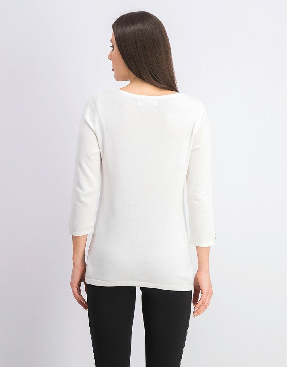 Karen Scott Suéter Feminino Manga 3/4 Canelado Branco Tamanho XX-G