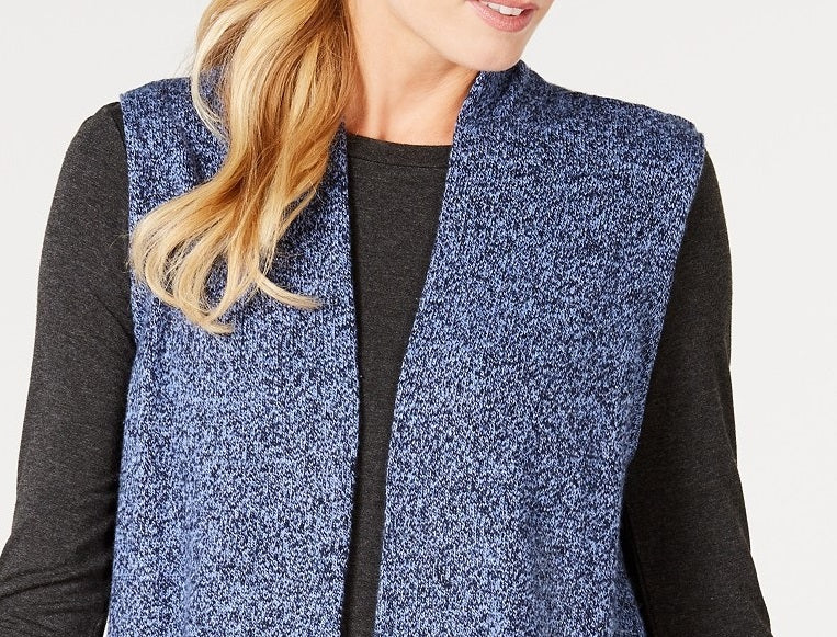 Karen Scott Colete Suéter Feminino Azul Tamanho Extra Grande