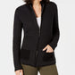 Karen Scott Cardigan Feminino Texturizado com Zíper Frontal Preto Tamanho Grande