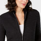Karen Scott Cardigan Feminino Texturizado com Zíper Frontal Preto Tamanho Grande