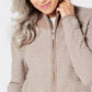 Karen Scott Cardigan Feminino Texturizado com Zíper Frontal Preto Tamanho Médio