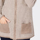 Karen Scott Cardigan Feminino Texturizado com Zíper Frontal Preto Tamanho Médio