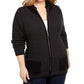 Karen Scott Cardigan Feminino Texturizado com Zíper Frontal Marrom Tamanho P