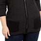 Karen Scott Cardigan Feminino Texturizado com Zíper Frontal Marrom Tamanho P