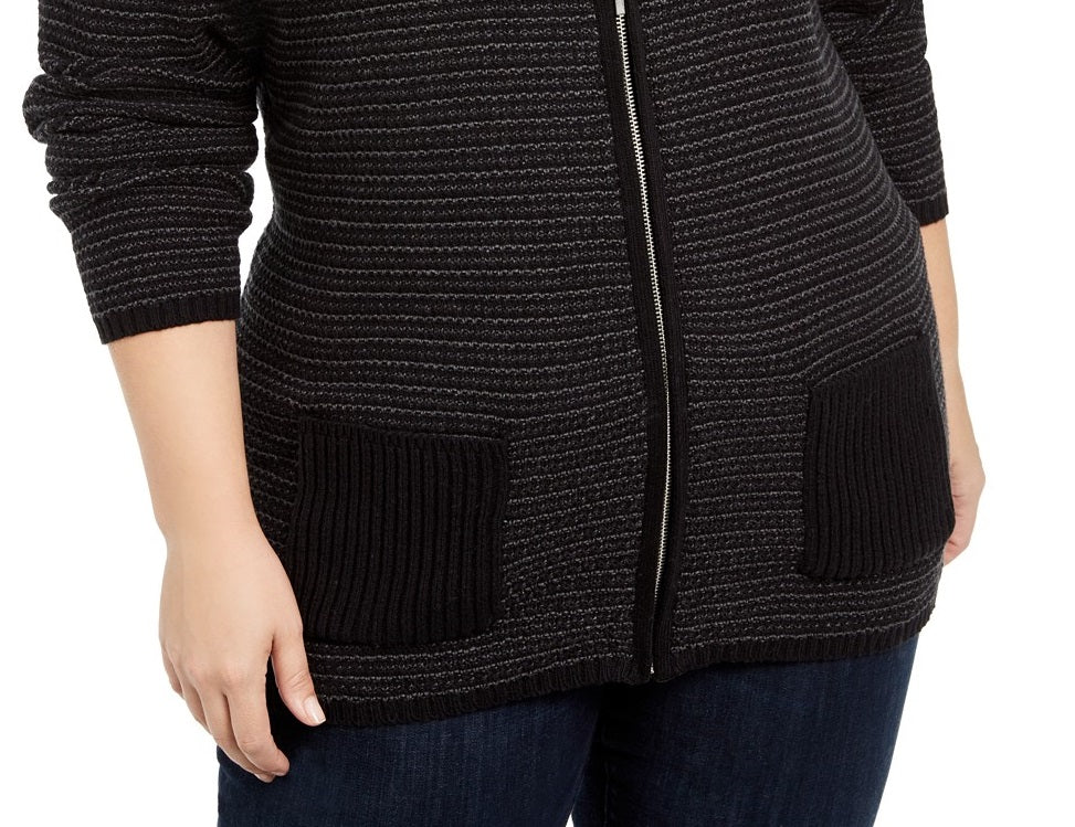 Karen Scott Cardigan Feminino Texturizado com Zíper Frontal Marrom Tamanho P