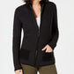 Karen Scott Cardigan Feminino Texturizado com Zíper Frontal Preto Tamanho Extra Grande