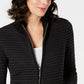 Karen Scott Cardigan Feminino Texturizado com Zíper Frontal Preto Tamanho Extra Grande