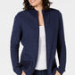 Karen Scott Cardigan Feminino Texturizado com Zíper Frontal Azul Tamanho Grande