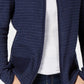 Karen Scott Cardigan Feminino Texturizado com Zíper Frontal Azul Marinho Tamanho P