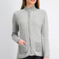 Karen Scott Cardigan Feminino Texturizado com Zíper Frontal Cinza Tamanho Grande