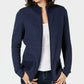 Cardigan texturizado feminino Karen Scott com zíper frontal, tamanho azul-marinho, extra grande