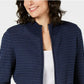 Cardigan texturizado feminino Karen Scott com zíper frontal, tamanho azul-marinho, extra grande