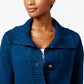 Karen Scott Cardigan Feminino Azul com Botões Frontais e Gola Xale, Tamanho Pequeno