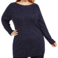 Túnica feminina Karen Scott Plus Size com bainha curva, azul marinho, tamanho 2X