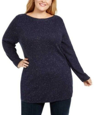 Túnica feminina Karen Scott Plus Size com bainha curva, azul marinho, tamanho 2X